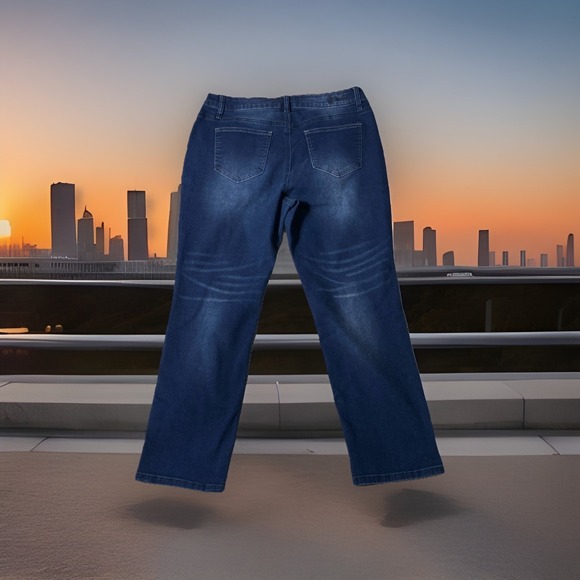 Hydraulic JeansWomen's 14 Boho Blue Curvy Embroidered Flower Stretch Denim - Picture 4 of 6